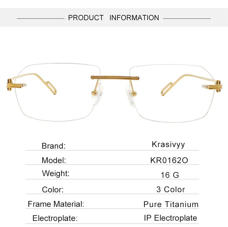 Krasivyy Unisex Rimless Polygon Square Titanium Eyeglasses 1620