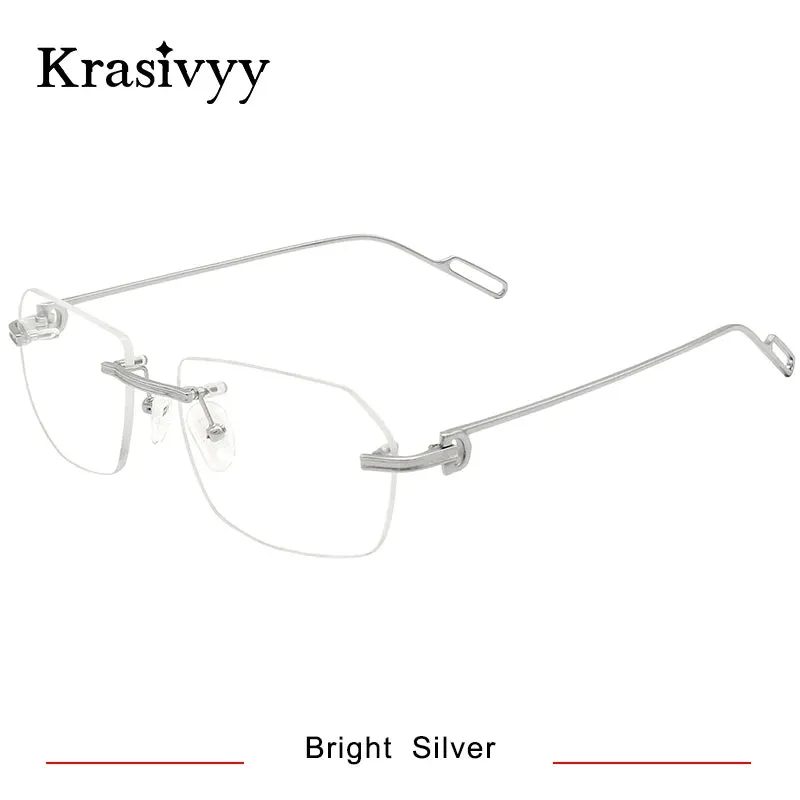 Krasivyy Unisex Rimless Polygon Square Titanium Eyeglasses 1620