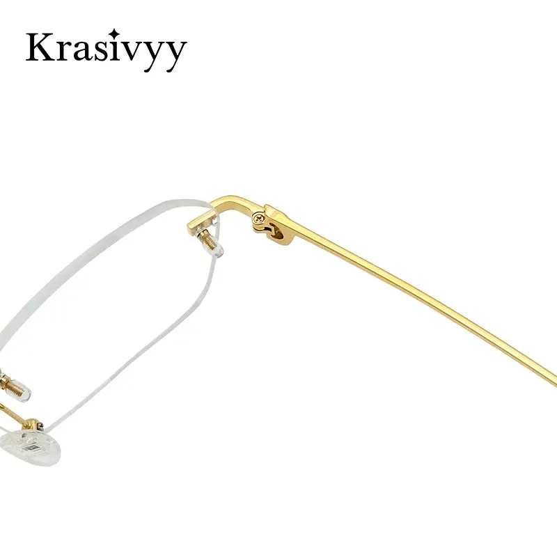 Krasivyy Unisex Rimless Polygon Square Titanium Eyeglasses 1620