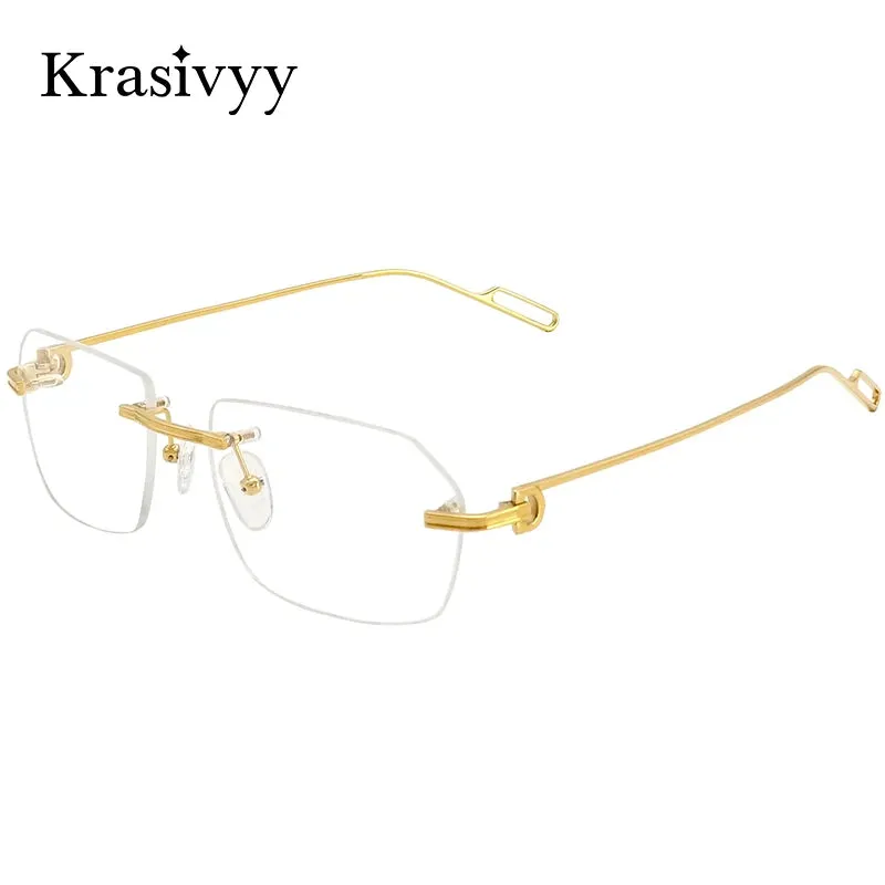Krasivyy Unisex Rimless Polygon Square Titanium Eyeglasses 1620
