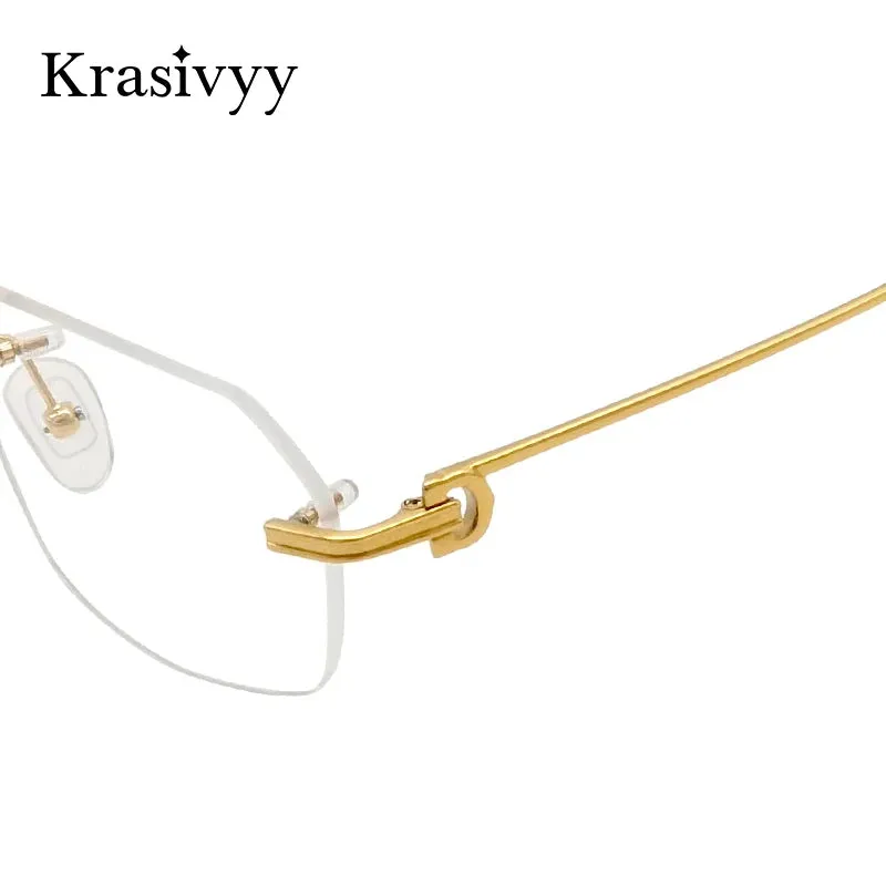 Krasivyy Unisex Rimless Polygon Square Titanium Eyeglasses 1620