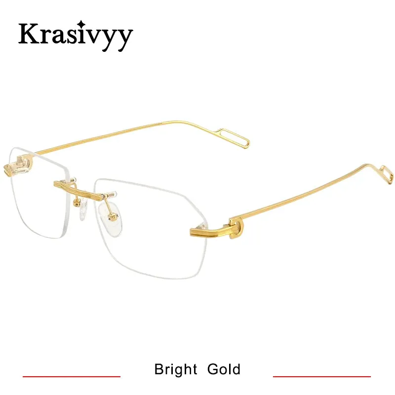 Krasivyy Unisex Rimless Polygon Square Titanium Eyeglasses 1620