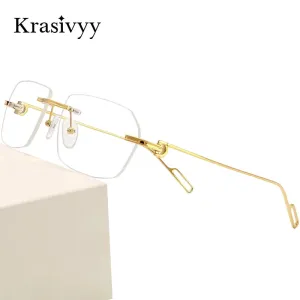 Krasivyy Unisex Rimless Polygon Square Titanium Eyeglasses 1620