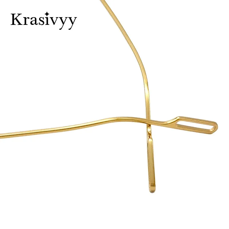 Krasivyy Unisex Rimless Polygon Square Titanium Eyeglasses 1620