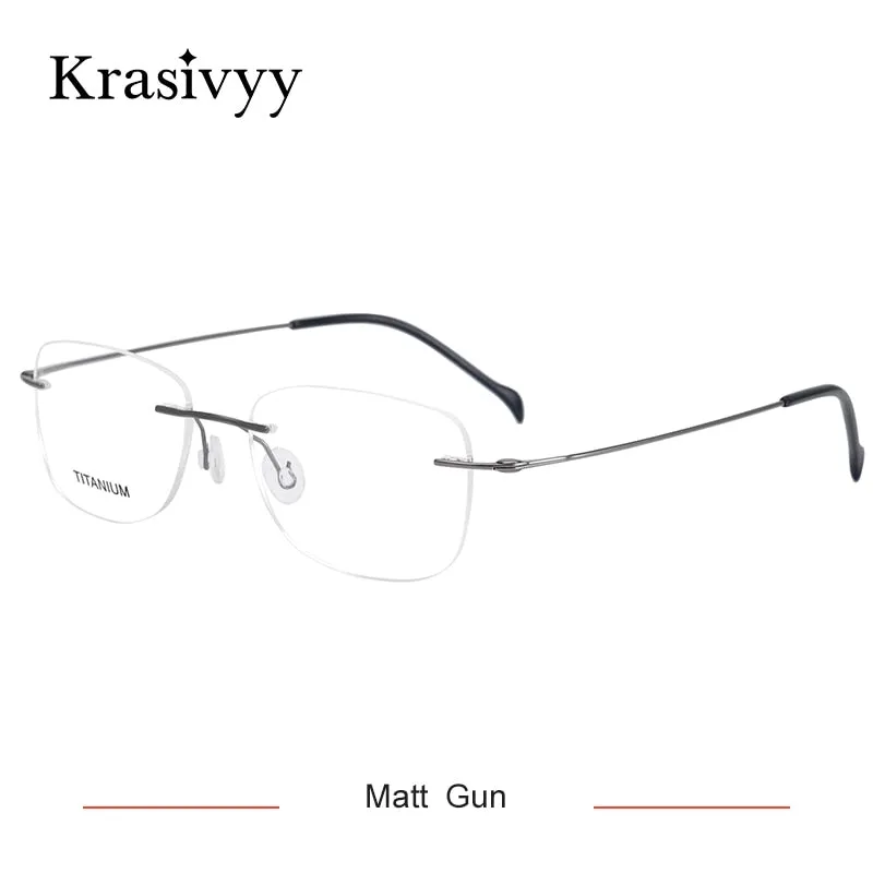 Krasivyy Unisex Rimless Round Square Screwless Titanium Eyeglasses Kr16009