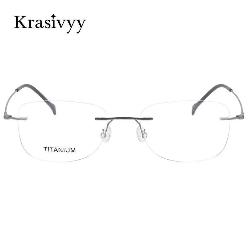 Krasivyy Unisex Rimless Round Square Screwless Titanium Eyeglasses Kr16009