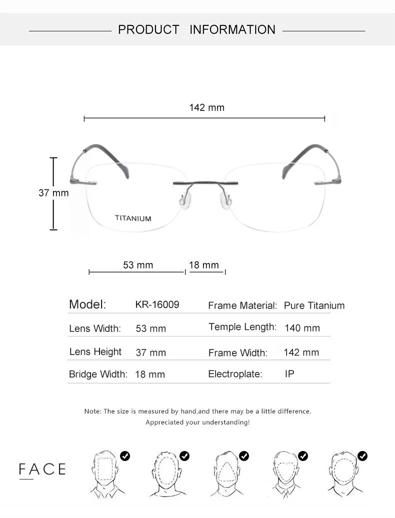 Krasivyy Unisex Rimless Round Square Screwless Titanium Eyeglasses Kr16009