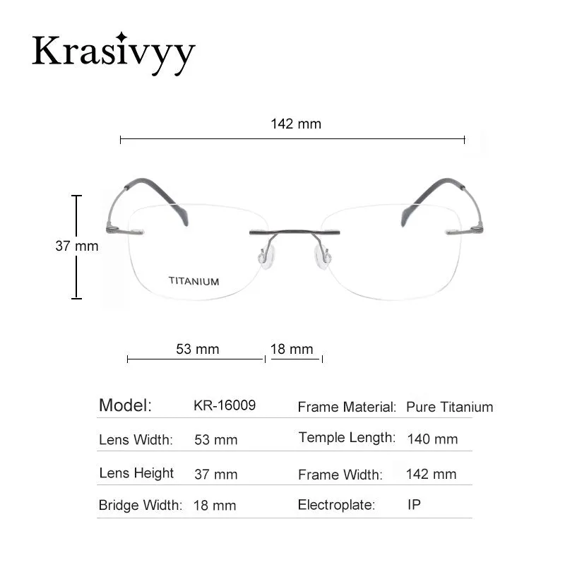 Krasivyy Unisex Rimless Round Square Screwless Titanium Eyeglasses Kr16009