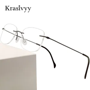 Krasivyy Unisex Rimless Round Square Screwless Titanium Eyeglasses Kr16009