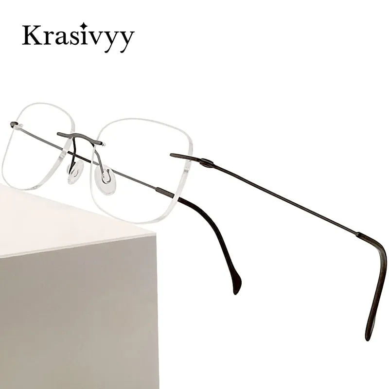 Krasivyy Unisex Rimless Round Square Screwless Titanium Eyeglasses Kr16009