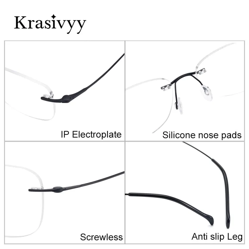 Krasivyy Unisex Rimless Round Square Screwless Titanium Eyeglasses Kr16009