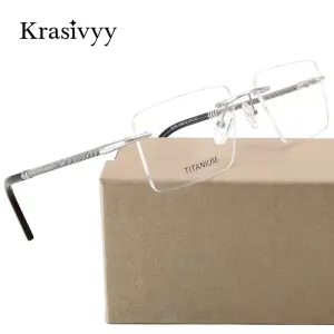 Krasivyy Unisex Rimless Square Titanium Eyeglasses 1657