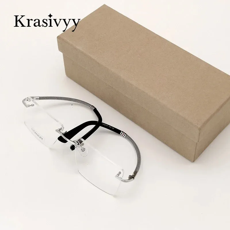 Krasivyy Unisex Rimless Square Titanium Eyeglasses 1657