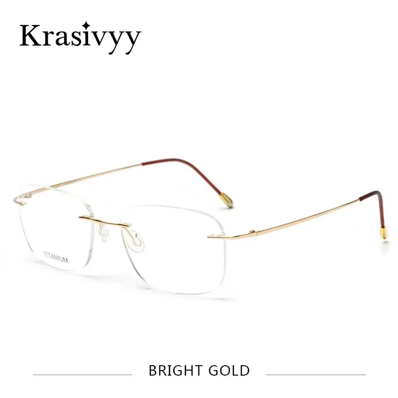 Krasivyy Unisex Rimless Square Titanium Eyeglasses Kr6010