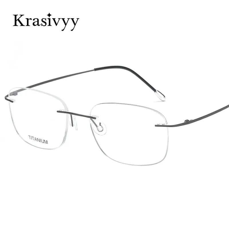 Krasivyy Unisex Rimless Square Titanium Eyeglasses Kr6010