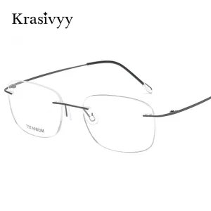Krasivyy Unisex Rimless Square Titanium Eyeglasses Kr6010