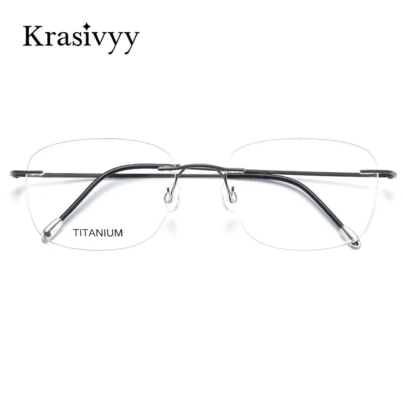 Krasivyy Unisex Rimless Square Titanium Eyeglasses Kr6010