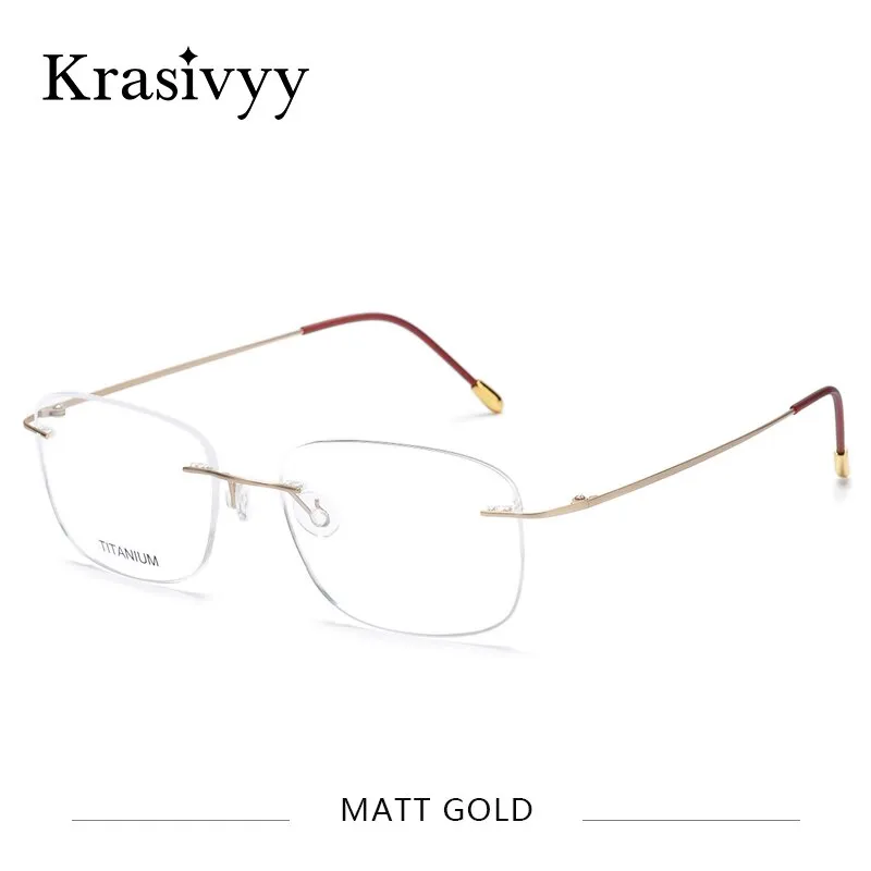 Krasivyy Unisex Rimless Square Titanium Eyeglasses Kr6010