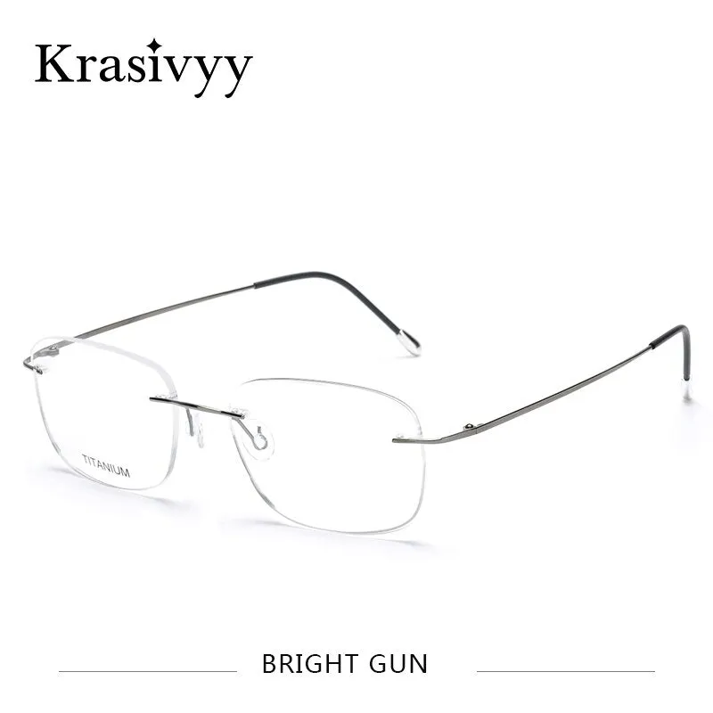 Krasivyy Unisex Rimless Square Titanium Eyeglasses Kr6010