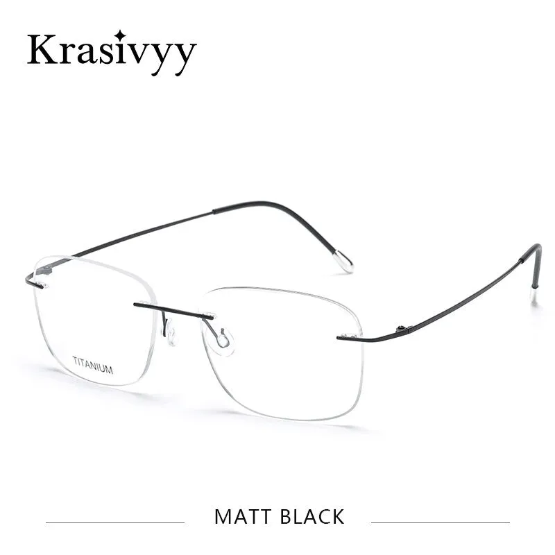 Krasivyy Unisex Rimless Square Titanium Eyeglasses Kr6010