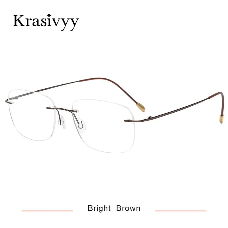 Krasivyy Unisex Rimless Square Titanium Eyeglasses Kr6010
