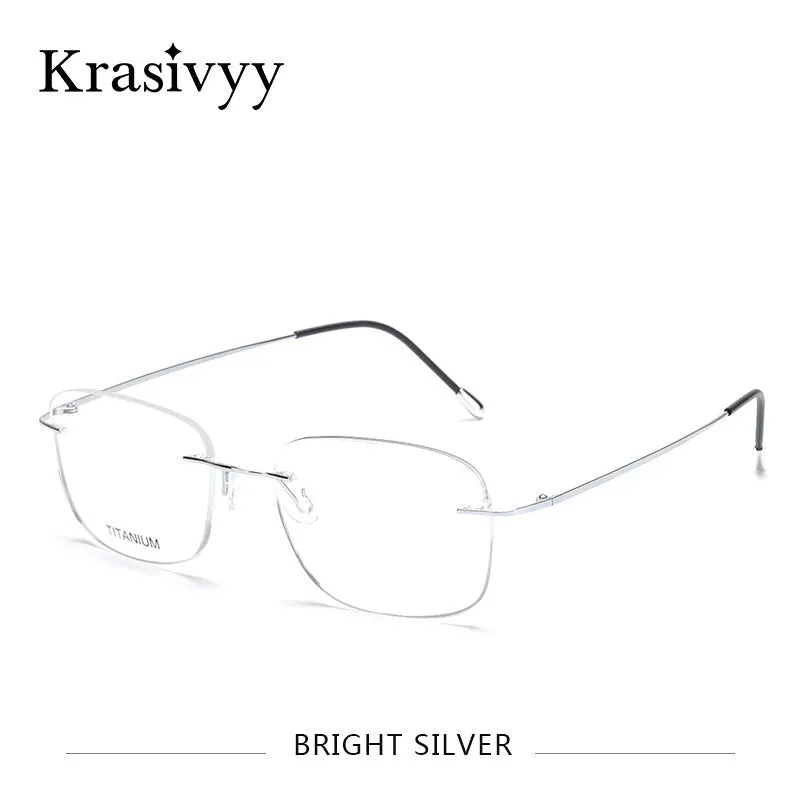 Krasivyy Unisex Rimless Square Titanium Eyeglasses Kr6010