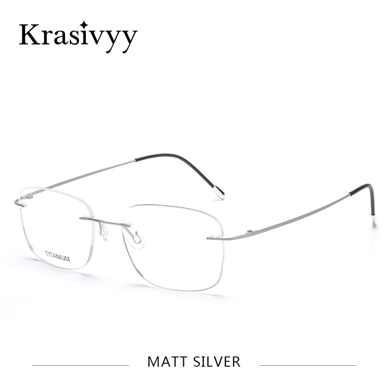Krasivyy Unisex Rimless Square Titanium Eyeglasses Kr6010