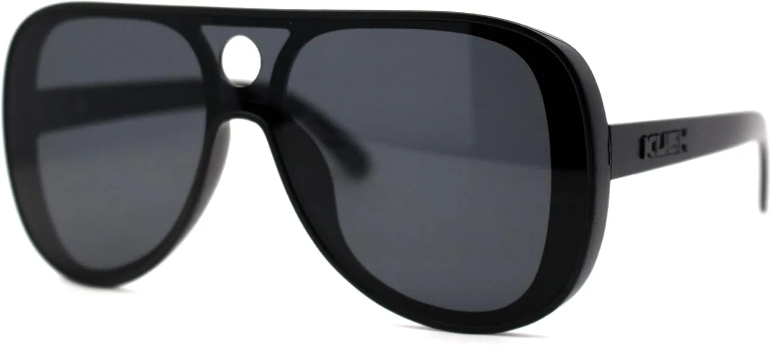 Kush Mens Oversize Flat Top Shield Racer Plastic Sunglasses
