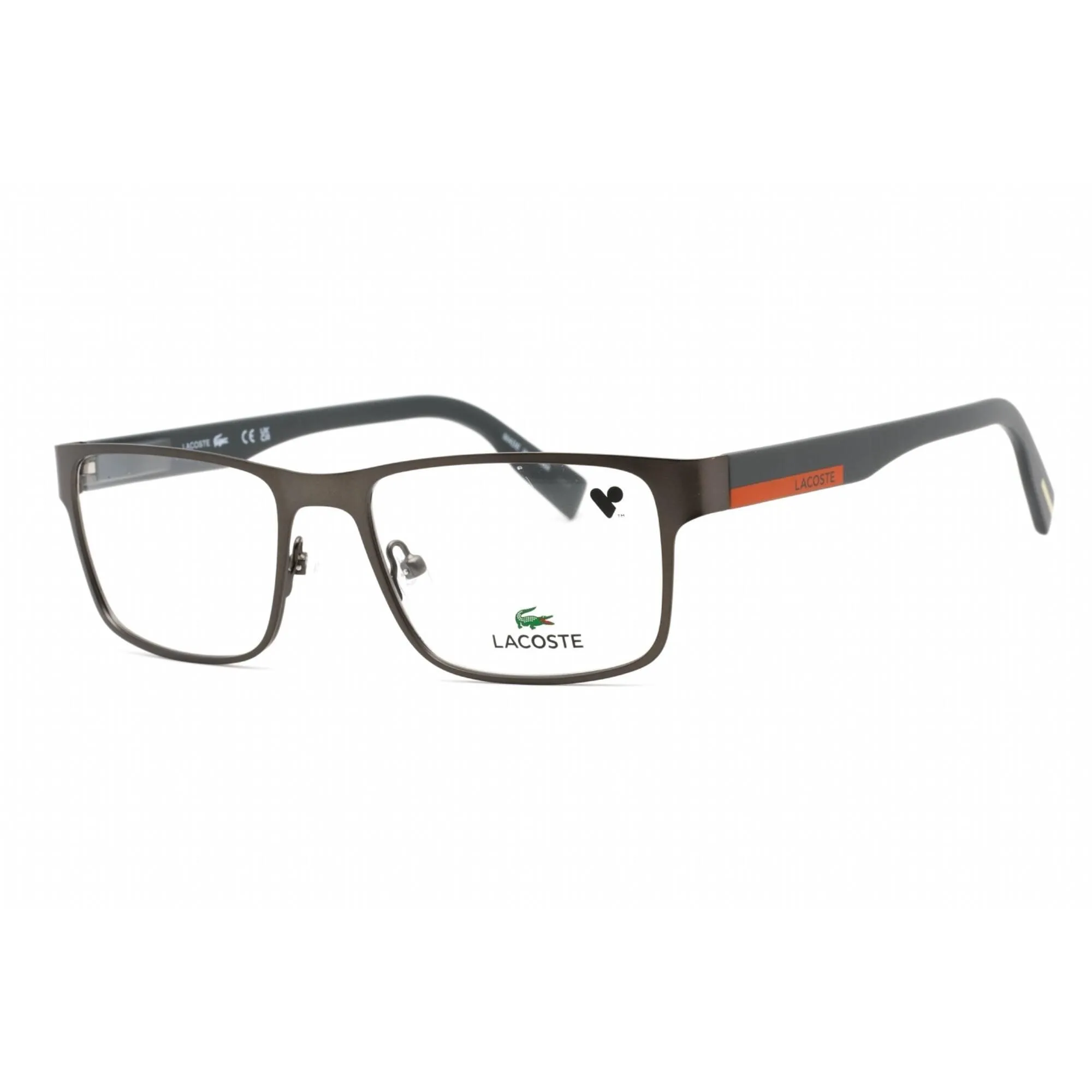 Lacoste Men's Eyeglasses - Dark Ruthenium Rectangular Frame Clear Lens | L2283 029