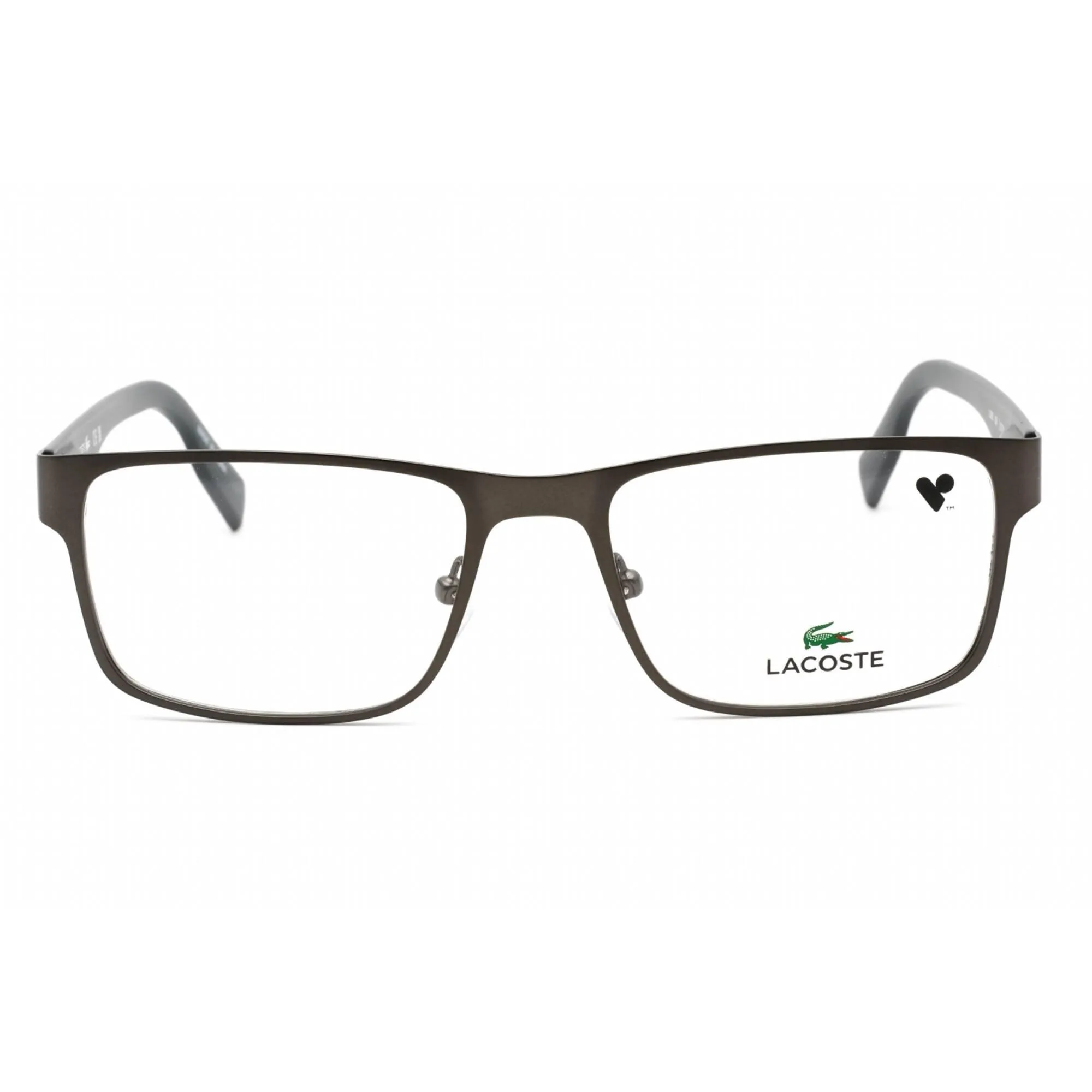 Lacoste Men's Eyeglasses - Dark Ruthenium Rectangular Frame Clear Lens | L2283 029