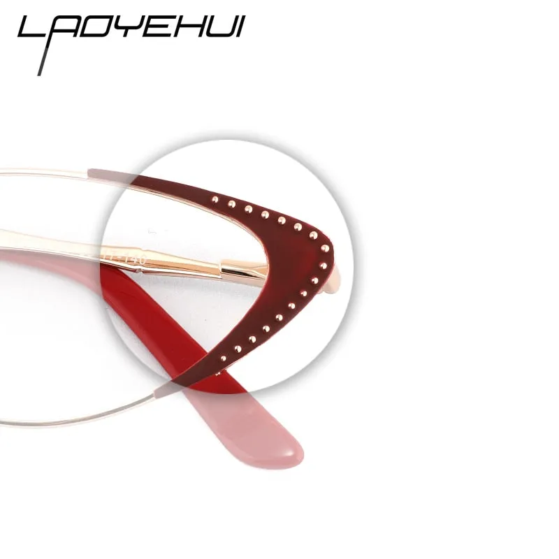 Laoyehui Women's Eyeglasses Cat Eye Alloy Frame 18036