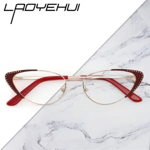 Laoyehui Women's Eyeglasses Cat Eye Alloy Frame 18036