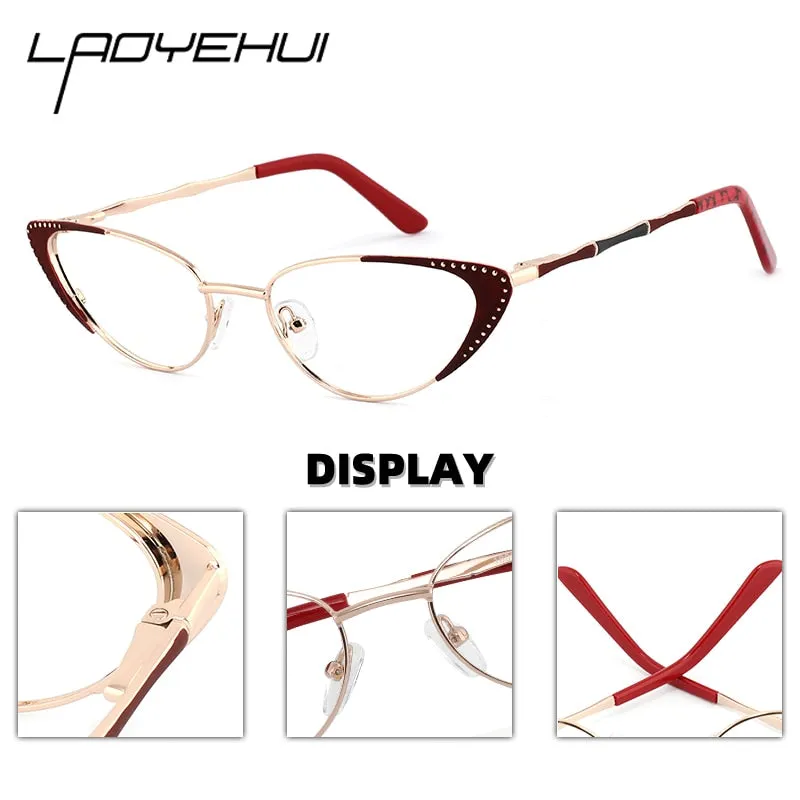 Laoyehui Women's Eyeglasses Cat Eye Alloy Frame 18036