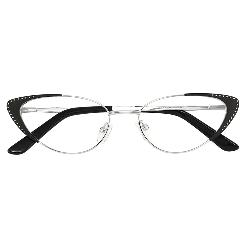 Laoyehui Women's Eyeglasses Cat Eye Alloy Frame 18036