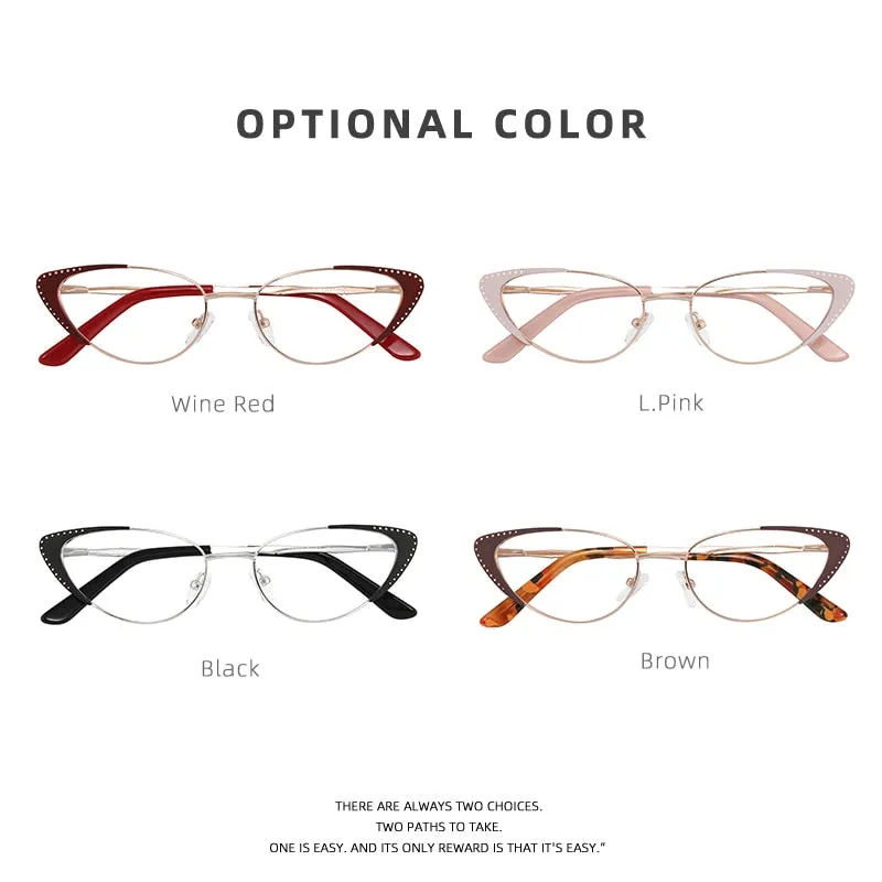 Laoyehui Women's Eyeglasses Cat Eye Alloy Frame 18036