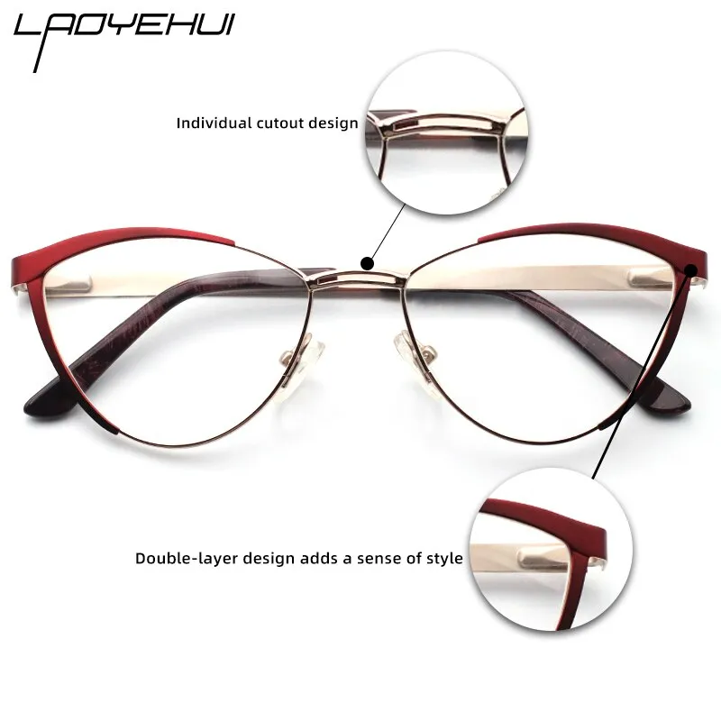 Laoyehui Women's Eyeglasses Cat Eye Alloy Frame 5821