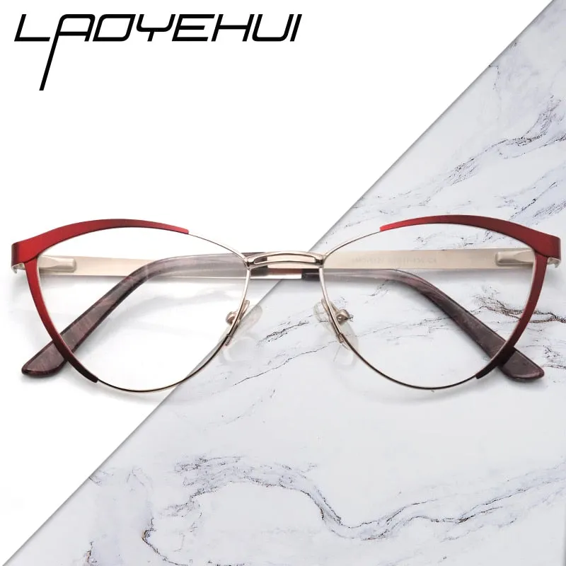 Laoyehui Women's Eyeglasses Cat Eye Alloy Frame 5821