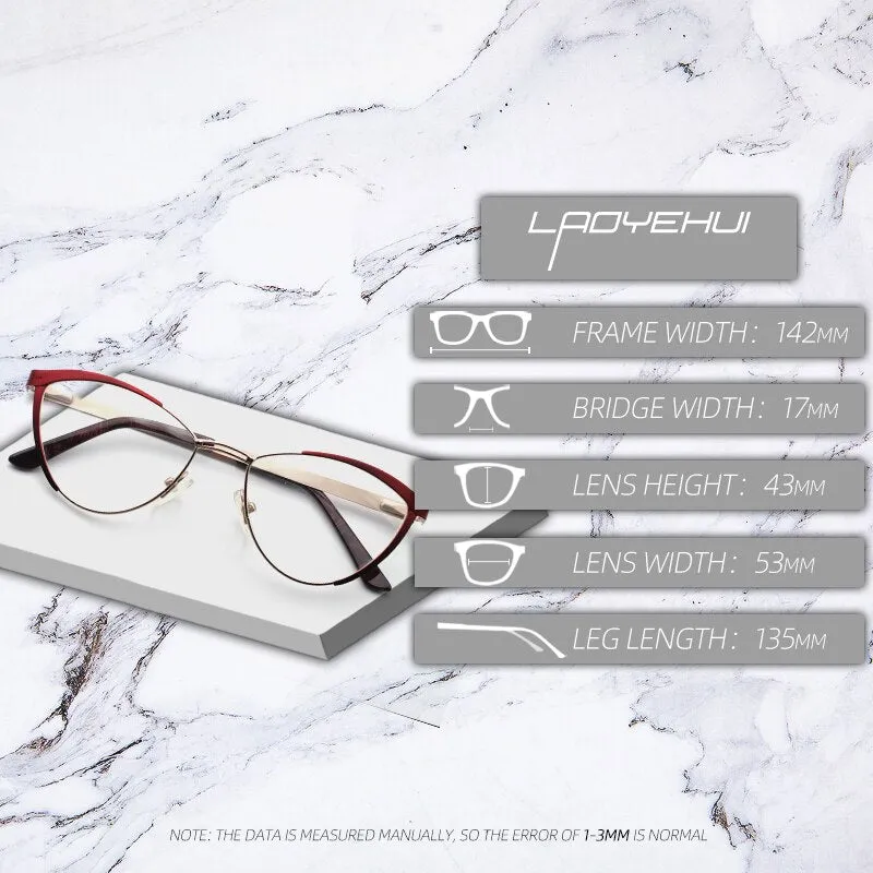 Laoyehui Women's Eyeglasses Cat Eye Alloy Frame 5821