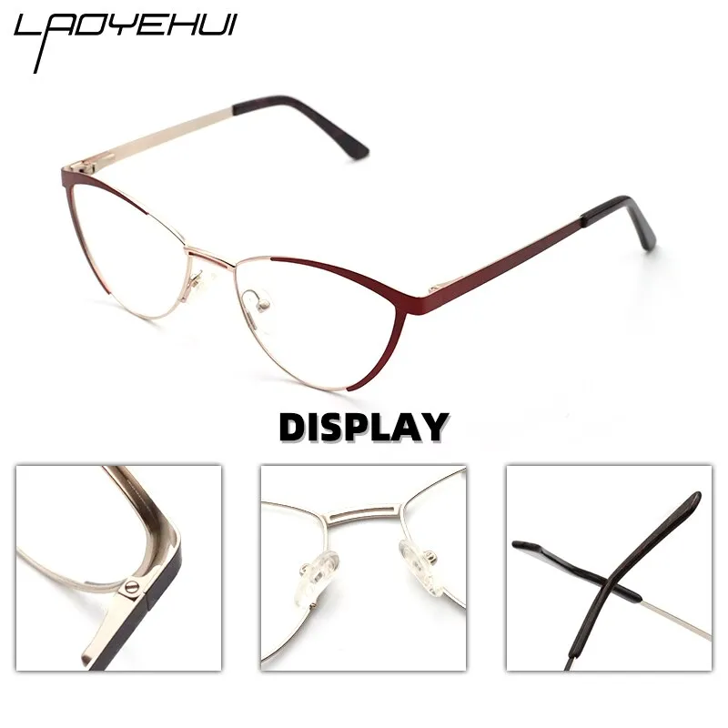 Laoyehui Women's Eyeglasses Cat Eye Alloy Frame 5821