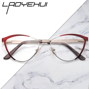 Laoyehui Women's Eyeglasses Cat Eye Alloy Frame 5821