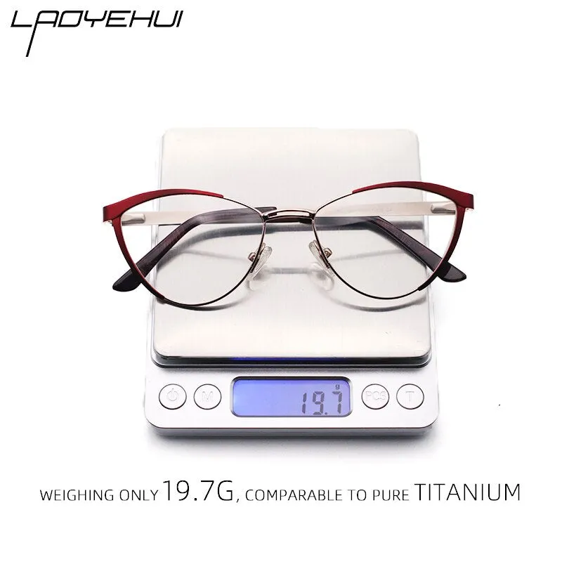 Laoyehui Women's Eyeglasses Cat Eye Alloy Frame 5821
