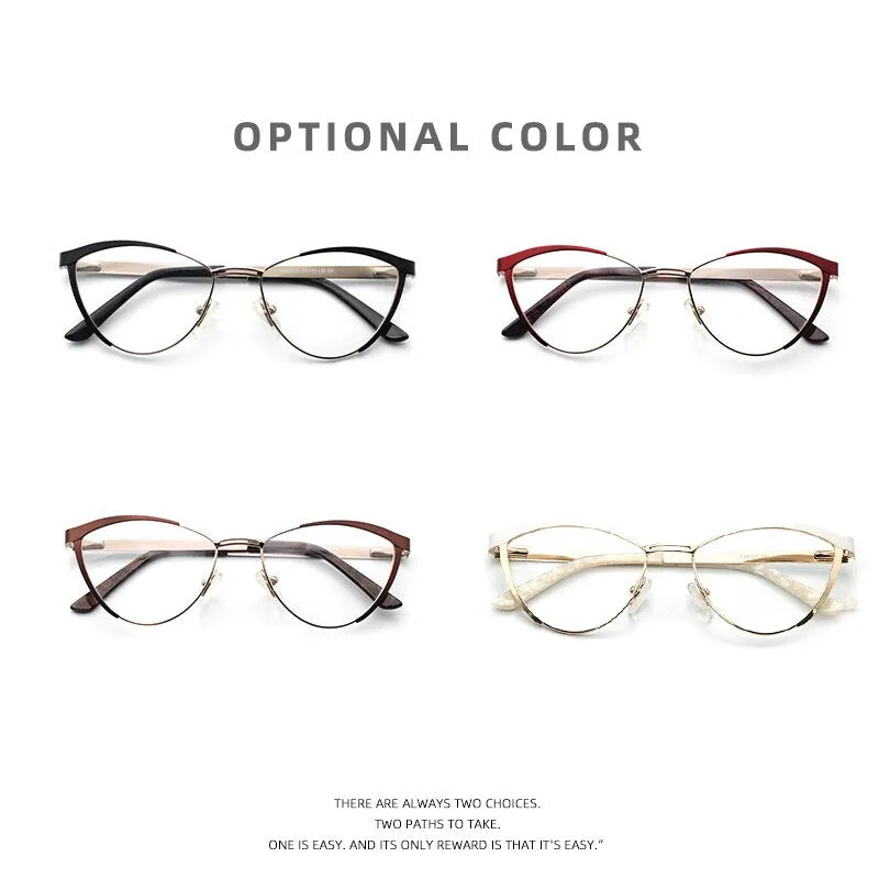 Laoyehui Women's Eyeglasses Cat Eye Alloy Frame 5821