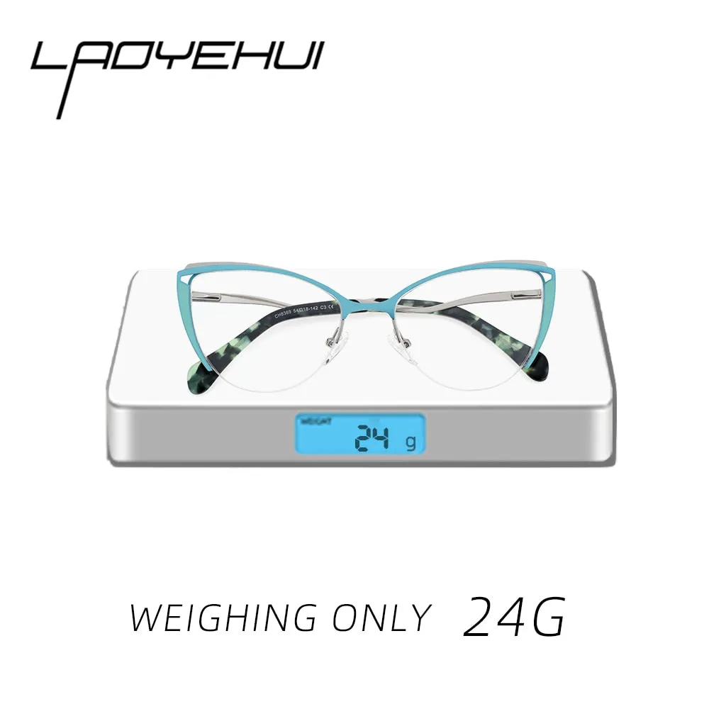 Laoyehui Women's Eyeglasses Cat Eye Alloy Reading Glasses 8369-1