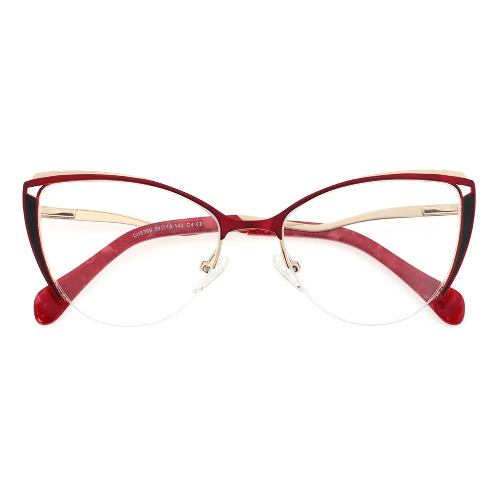 Laoyehui Women's Eyeglasses Cat Eye Alloy Reading Glasses 8369-1