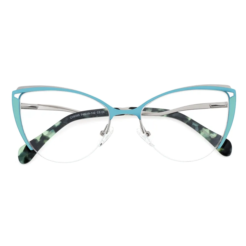Laoyehui Women's Eyeglasses Cat Eye Alloy Reading Glasses 8369-1