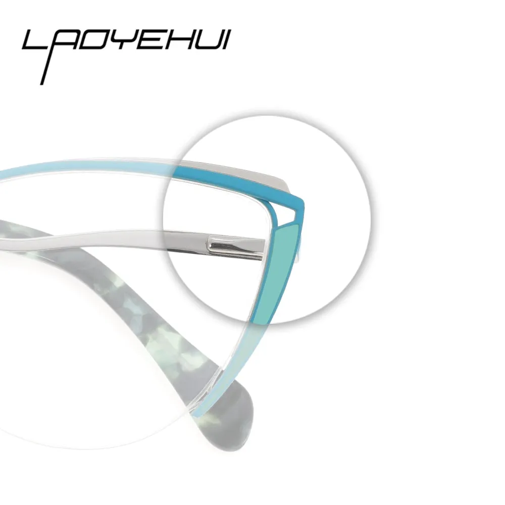 Laoyehui Women's Eyeglasses Cat Eye Alloy Reading Glasses 8369-1