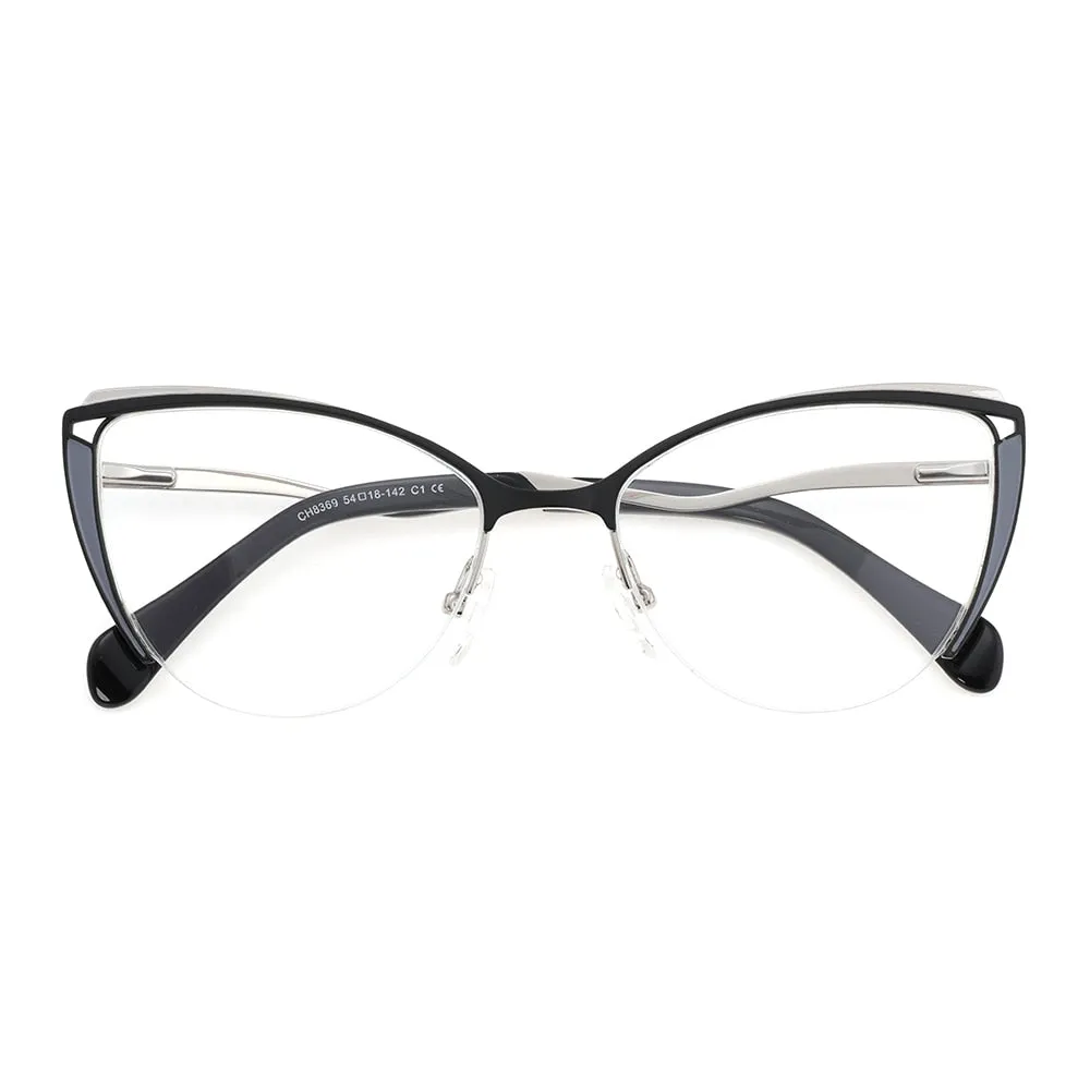 Laoyehui Women's Eyeglasses Cat Eye Alloy Reading Glasses 8369-1