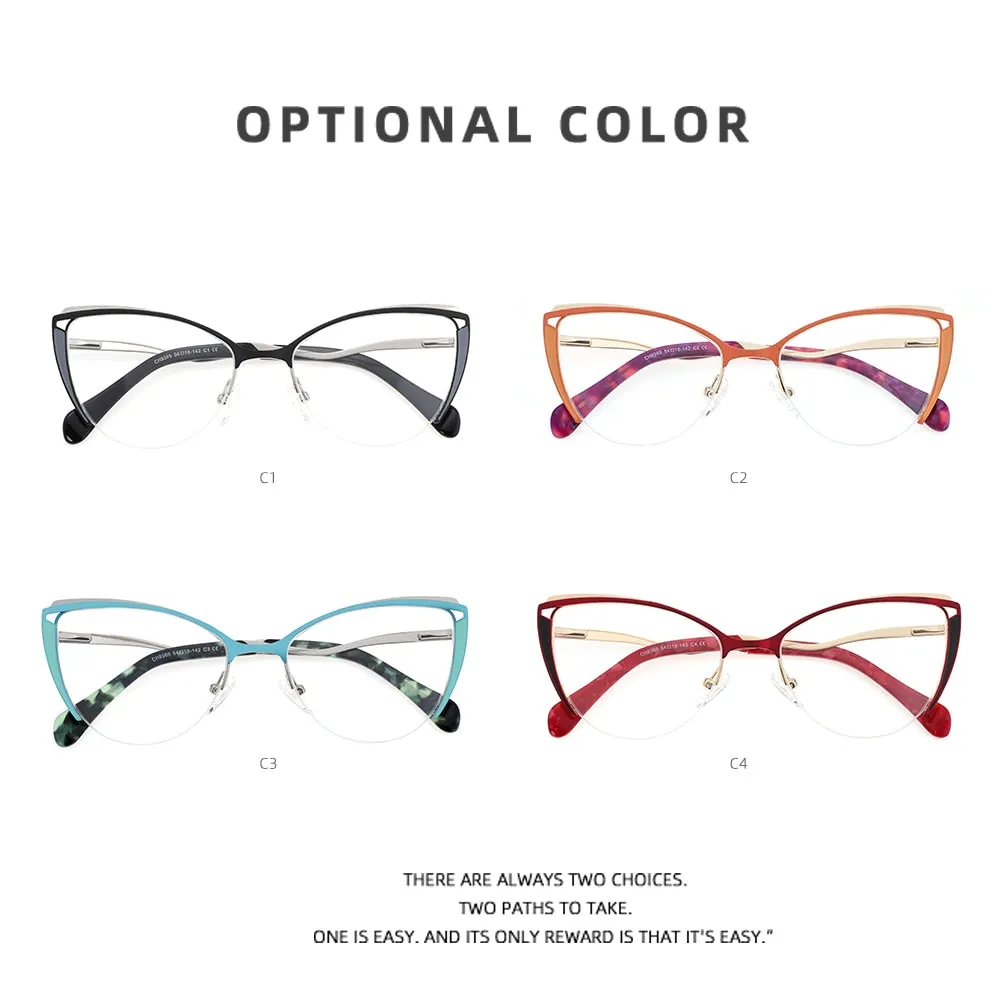 Laoyehui Women's Eyeglasses Cat Eye Alloy Reading Glasses 8369-1