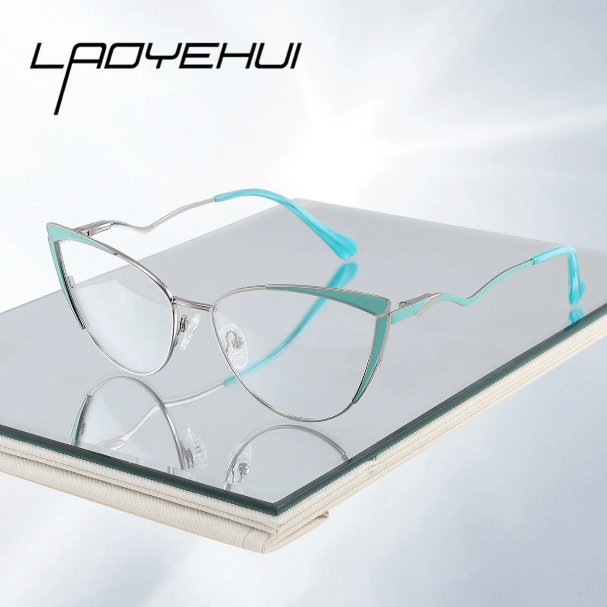 Laoyehui Women's Full Rim Butterfly Cat Eye Alloy Hyperopic Black Reading Glasses Anti Blue Light Glg8908