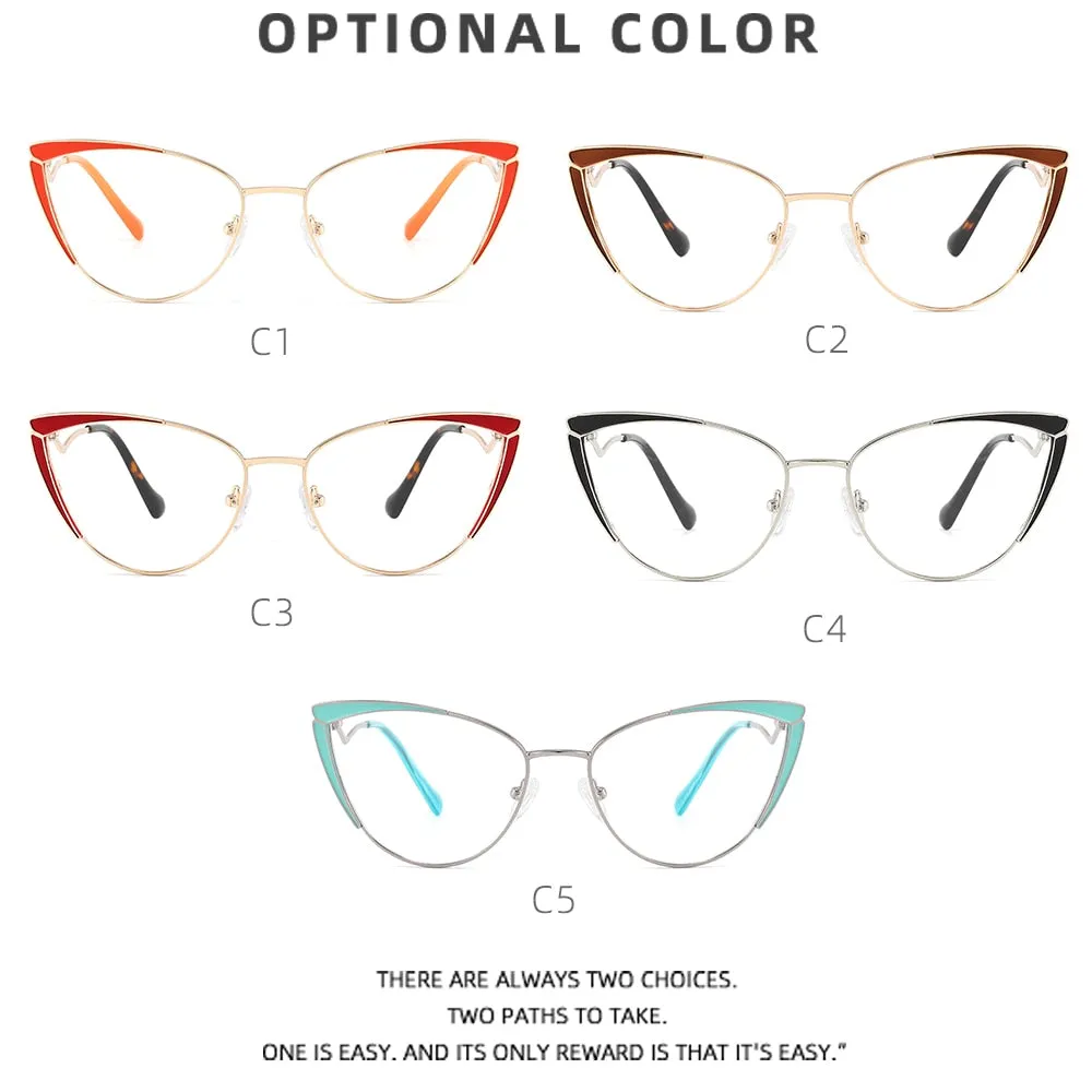 Laoyehui Women's Full Rim Butterfly Cat Eye Alloy Hyperopic Black Reading Glasses Anti Blue Light Glg8908